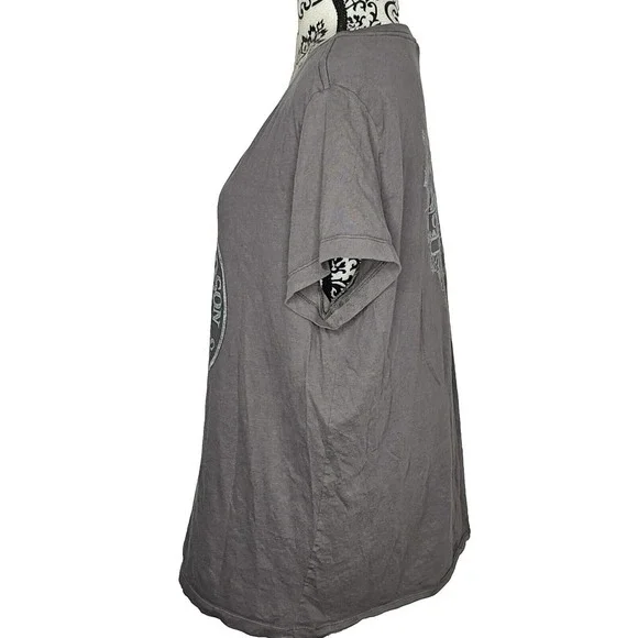 Harley-Davidson T-Shirt Skull V Neck Gray Plus Size 2X Okoboji Iowa - Picture 2 of 8